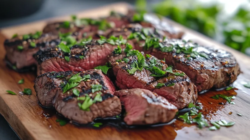 Tender and flavorful beef heart sliced and pan-seared with garlic, onions, and fresh herbs