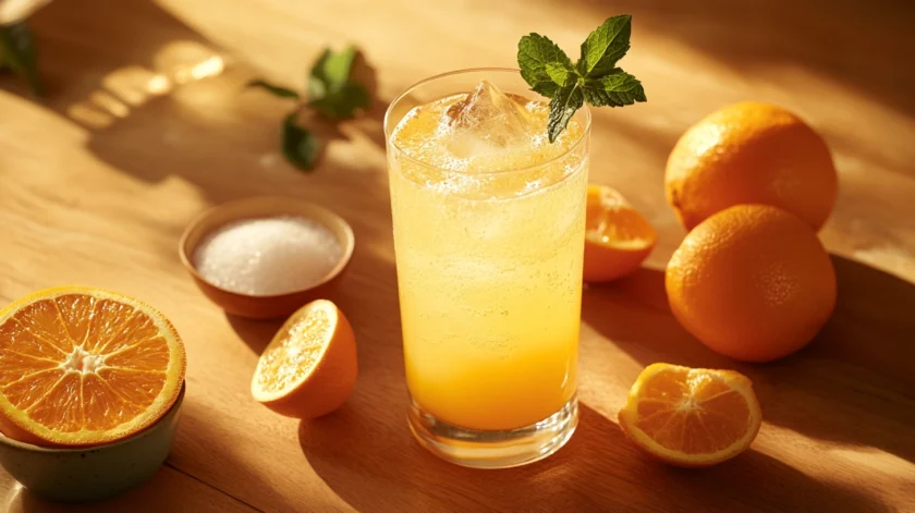 Refreshing Orange Crush cocktail made with fresh orange juice, vodka, triple sec, and sparkling soda, served over ice